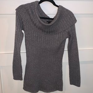 NY&Co Grey-Silver Cowl-Neck Sweater (XS)